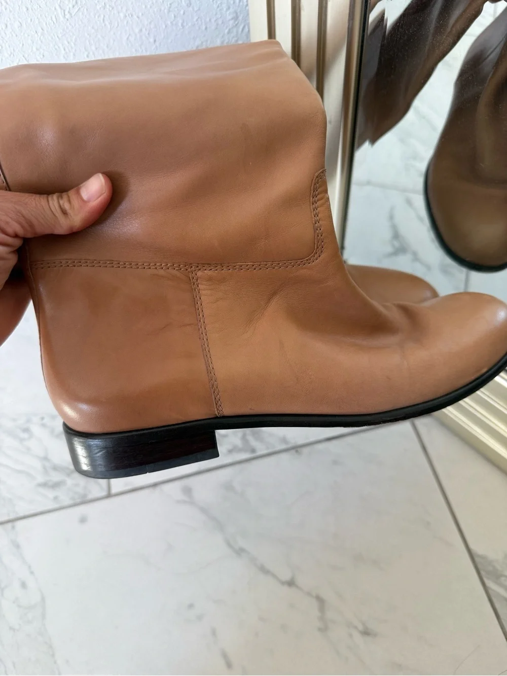 Corso Como Tall Leather Riding Boots in Tan